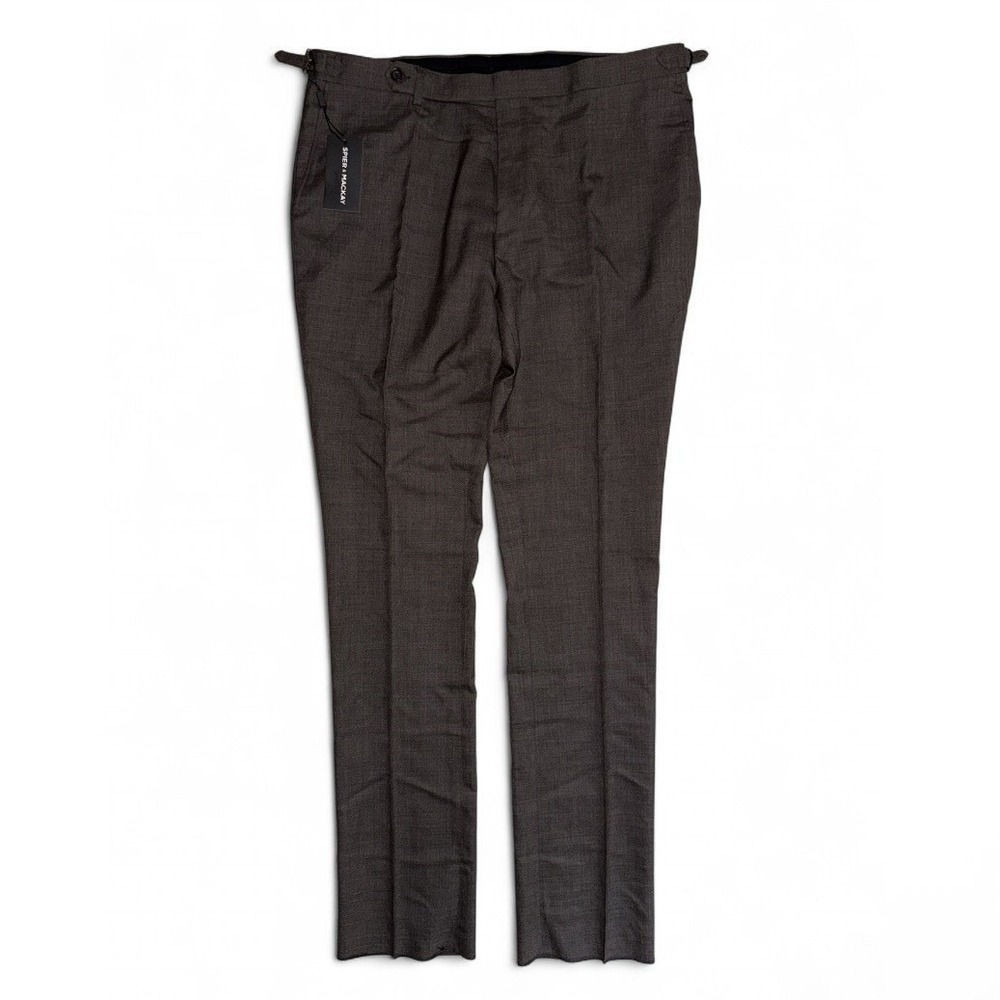 NWT Spier & Mackay Mens Wool Dress Pants Brown Slim Trousers 38x37 Unhemmed